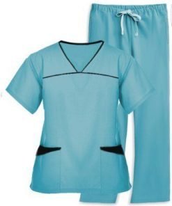 Princess Seam 6 pocket set half sleeve with matching bottom (top 4 pkt with bottom 2 pkt boot cut)