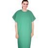 Patient gown back open half sleeve with contrast piping, tie-able, Sizes XS-9X