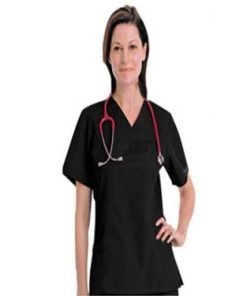 Microfiber Scrub set 1 pocket normal unisex solid half sleeve (top without pocket and bottom with 1 back pocket)