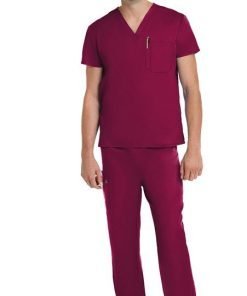 Stretchable Scrub set 4 pocket solid unisex cargo with pencil pocket top half sleeve (1 pkt top with pencil pkt, 1 cargo pkt 1 back pkt pant) in 35% Cotton 63% Polyester 2% Spandex