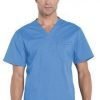 Stretchable Top v neck 1 pocket solid half sleeve unisex in 35% Cotton 63% Polyester 2% Spandex