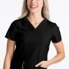 Stretchable Top v neck 2 pocket solid ladies half sleeve with pencil pocket in 35% Cotton 63% Polyester 2% Spandex