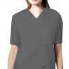 Stretchable Scrub set 9 pocket unisex solid half sleeve (3 pocket top 6 pocket pant) in 35% Cotton 63% Polyester 2% Spandex