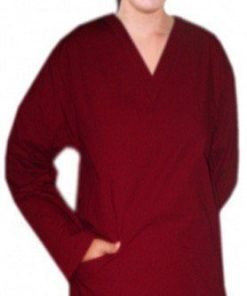 Stretchable Top v neck 2 pocket solid unisex full sleeve in 35% Cotton 63% Polyester 2% Spandex