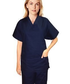 Stretchable Scrub set 4 pocket solid ladies half sleeve (2 pocket top and 2 pocket pant) in 35% Cotton 63% Polyester 2% Spandex