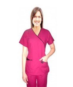 Microfiber scrub set mock wrap 5 pocket half sleeve (top 3 pocket with bottom 2 pocket boot cut)