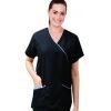 Microfiber top mock wrap 3 pocket half sleeve solid