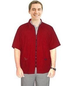 Microfiber barber jacket with collar 3 pocket half sleeve with zipper