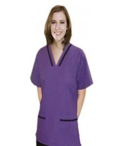 Contrast bias v-neck tunic style 2 pocket top half sleeve