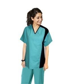 Sleeve side contrast set ladies with matching bottom (top 1 pkt with bottom 2 pkt boot cut)