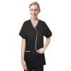 Set 4 pocket ladies contrast piping l style solid top half sleeve (top 2 pocket with 2 pocket boot cut pant)