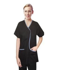 Set 4 pocket ladies contrast piping l style solid top half sleeve (top 2 pocket with 2 pocket boot cut pant)