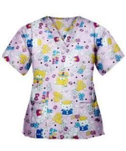 Hello Kitty Printed Top V Neck 2 Pocket Half Sleeves