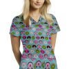 Donut Print Scrub Set 4 Pockets Ladies Half Sleeves (2 Pockets Top and 2 Pockets Black Pant)