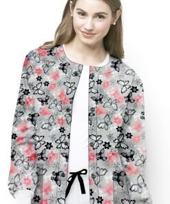Butterfly Print Jacket 2 Pockets Unisex Full Sleeve With Rib