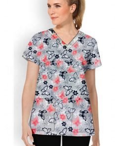 Butterfly Print Scrub Set 4 Pockets Ladies Half Sleeves (2 Pockets Top and 2 Pockets Black Pant)