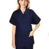 Stretchable Scrub set 3 pocket normal ladies solid half sleeve (2 pocket top 1 pocket pant) in 35% Cotton 63% Polyester 2% Spandex