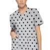 Polka Dots Print Scrub Set 4 Pockets Ladies Half Sleeves (2 Pockets Top and 2 Pockets Pant)