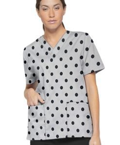 Polka Dots Print Scrub Set 4 Pockets Ladies Half Sleeves (2 Pockets Top and 2 Pockets Pant)