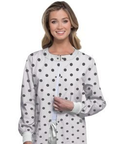 Polka Dots Print Jacket 2 Pockets Unisex Full Sleeve With Rib