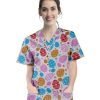 Egg Print Scrub Set 4 Pockets Ladies Half Sleeves (2 Pockets Top and 2 Pockets Pant)