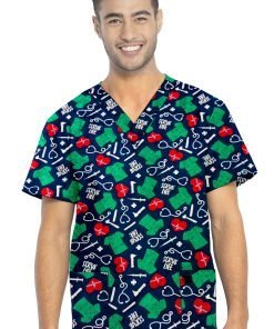 Scrub Life Printed Top V Neck 2 Pocket Half Sleeve